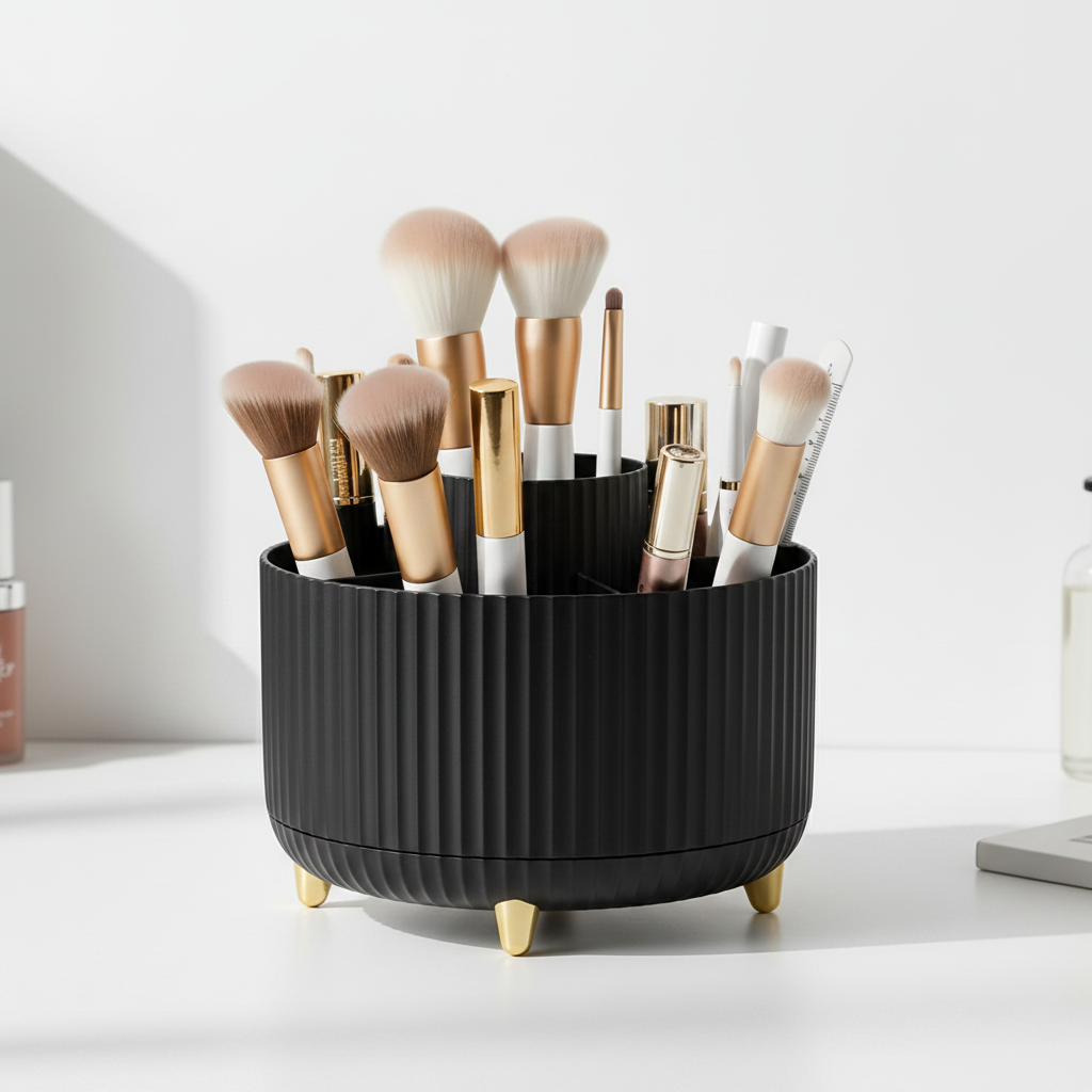 360° Rotating Makeup Organizer – Black