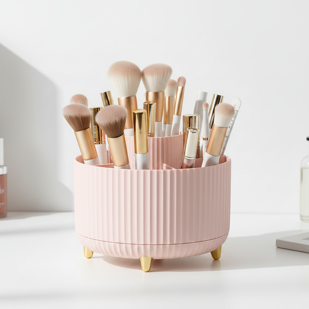 360° Rotating Makeup Organizer – Pink
