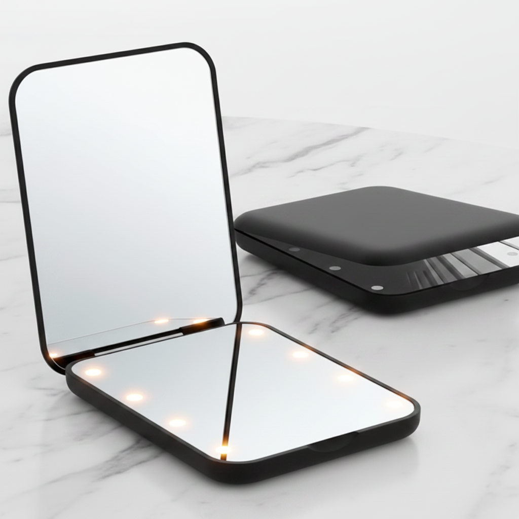 Black LED Compact Mirror - Matched Style
