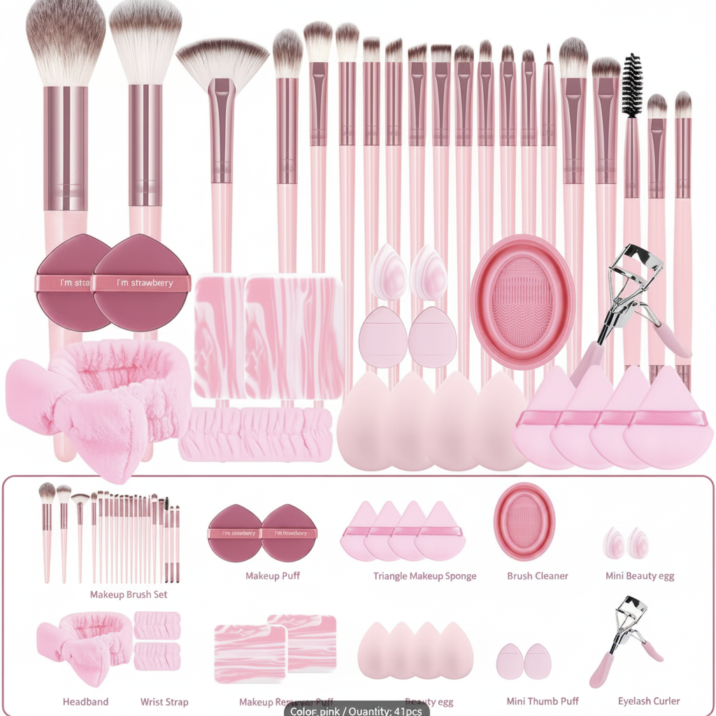 Makeup Brush Set - Pink